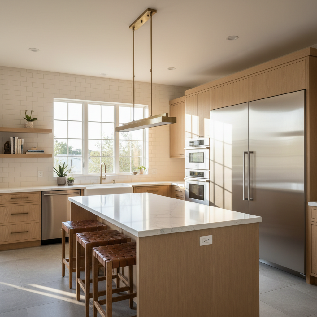 Premium kitchen with integrated Sub-Zero style refrigerator